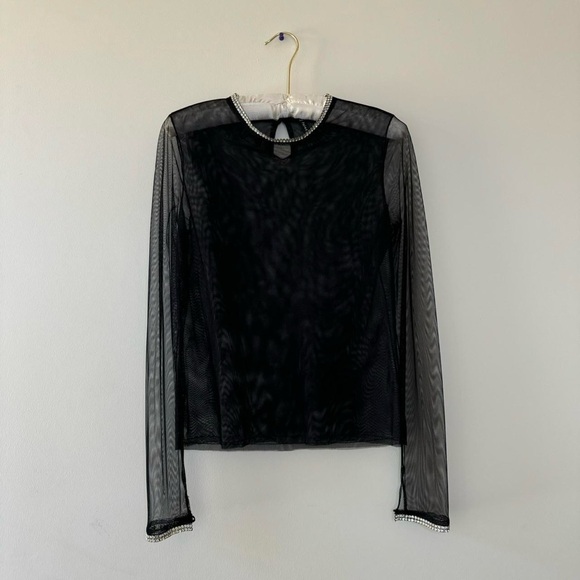 Y2K Vintage Poleci Mesh Rhinestone Top - Picture 3 of 4